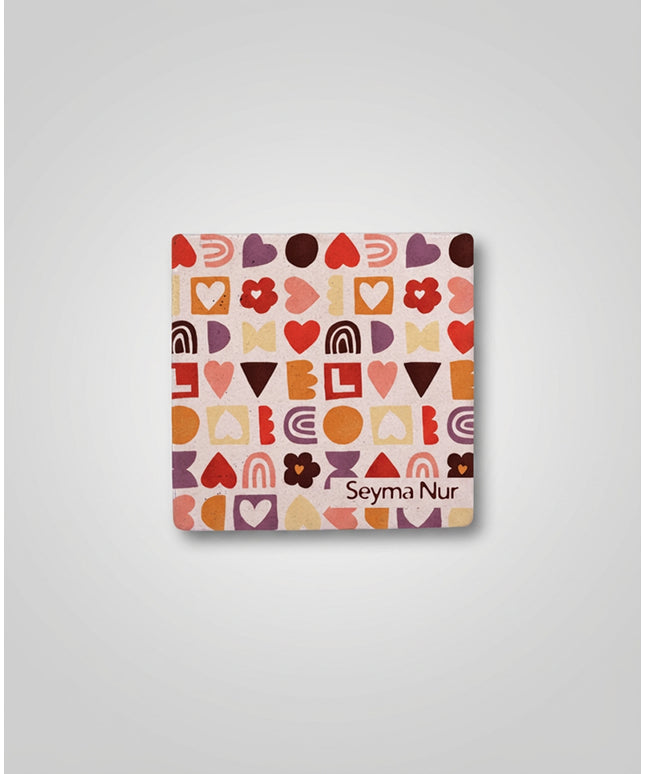 Kişiye Özel Love Kalp Taş Bardak Altlığı – İsim Yazdırılabilir