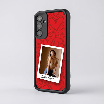Kişiye Özel Samsung A Serisi Telefon Kılıfı Polaroid Kırmızı Kalp (Fotoğraflı & İsimli) | tasarla kutla