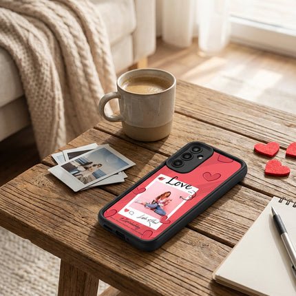 Kişiye Özel Samsung A Serisi Telefon Kılıfı Polaroid Love Kalp (Fotoğraflı & İsimli) | tasarla kutla