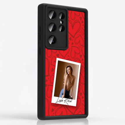 Kişiye Özel Samsung A Serisi Telefon Kılıfı Polaroid Kırmızı Kalp (Fotoğraflı & İsimli) | tasarla kutla