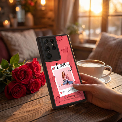 Kişiye Özel Samsung A Serisi Telefon Kılıfı Polaroid Love Kalp (Fotoğraflı & İsimli) | tasarla kutla
