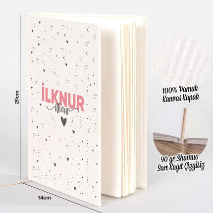 Benekli Kalp Kanvas Defter (14x20)