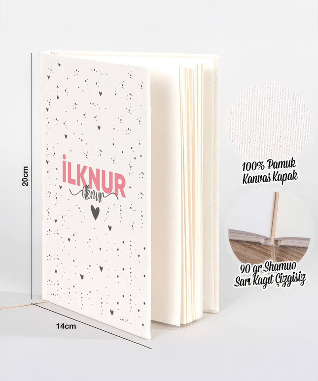 Benekli Kalp Kanvas Defter (14x20)