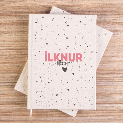 Benekli Kalp Kanvas Defter (14x20)