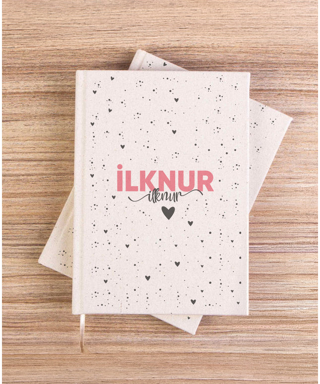 Benekli Kalp Kanvas Defter (14x20)