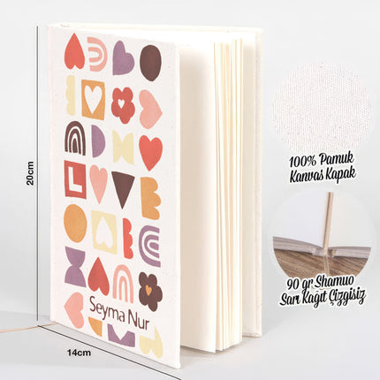 Love Desen Kanvas Defter (14x20)