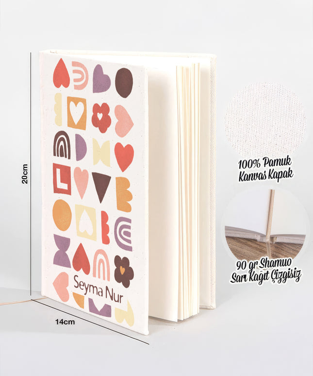 Love Desen Kanvas Defter (14x20)