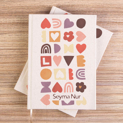 Love Desen Kanvas Defter (14x20)