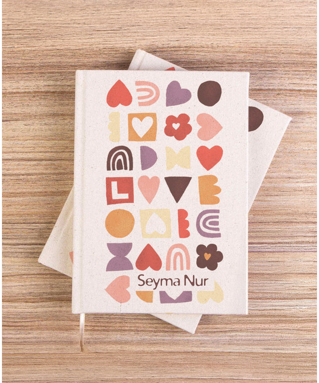 Love Desen Kanvas Defter (14x20)