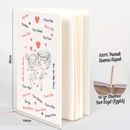 Sevgili Öpücük Kanvas Defter (14x20)