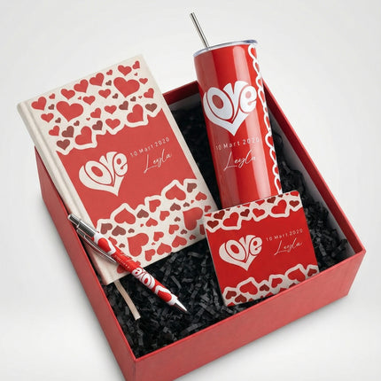 LoveKalp Metal Pipetli Termos Özel Kutu (İsim Tarih Baskılı)