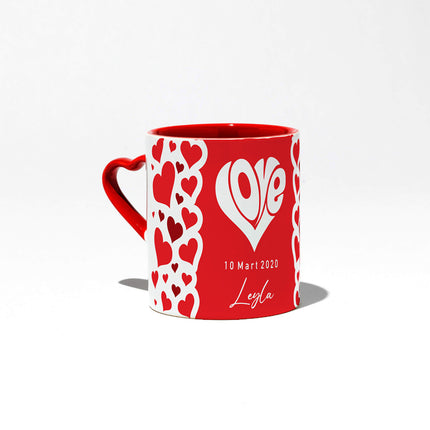 Kişiye Özel Kalpli Kupa – İsim & Tarih Yazdırılabilir