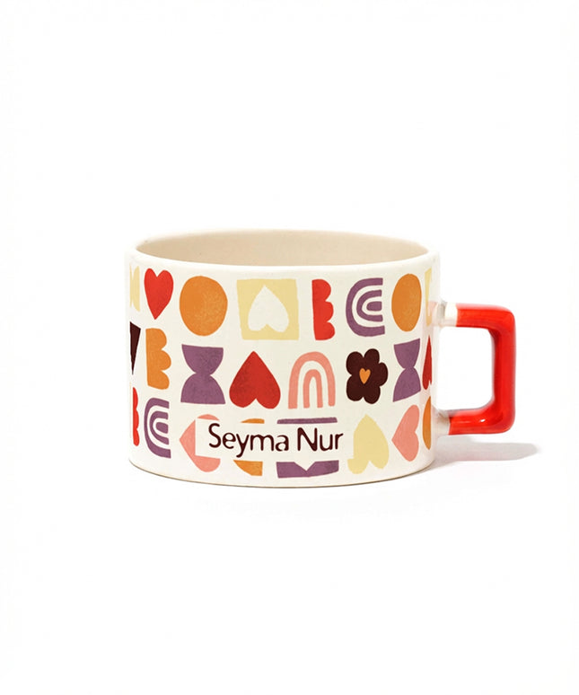 Kırmızı Kulplu Nescafe Fincanı – LoveKalp - İsimli