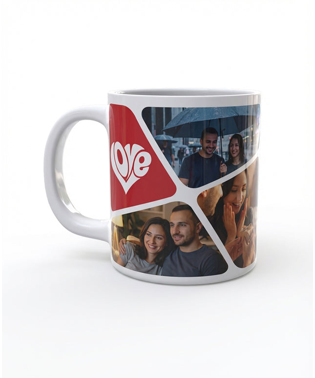 Kişiye Özel Kupa Geometrik - İsim & Tarih & 6'lı Fotoğraf