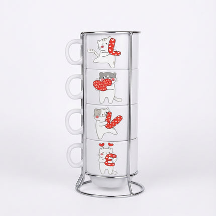 CatLove Standlı 4’lü Fincan Seti (Stand Dahil)