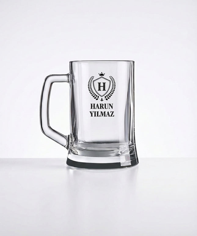 İsim Baskılı Bira Bardağı (Siyah Harf Baskı) – 395 ml / 500 ml / 660 ml