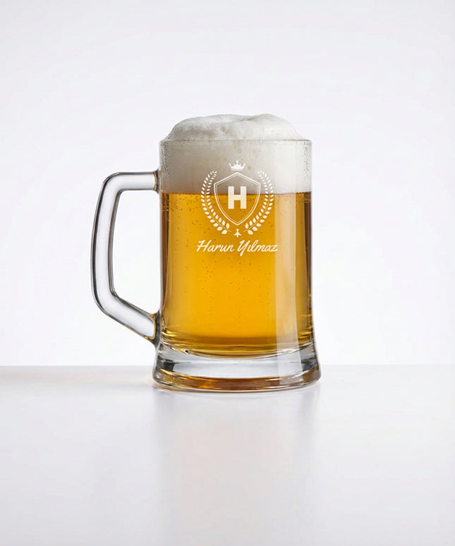 İsim Baskılı Bira Bardağı (Beyaz Harf Baskı) – 395 ml / 500 ml / 660 ml