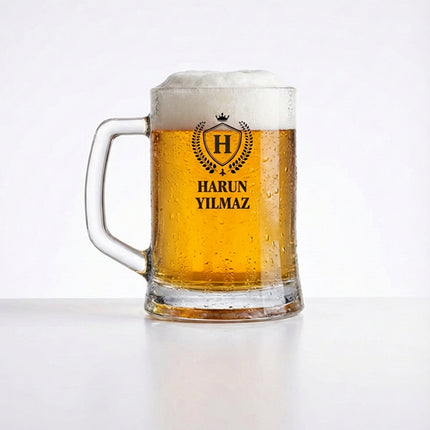 İsim Baskılı Bira Bardağı (Siyah Harf Baskı) – 395 ml / 500 ml / 660 ml