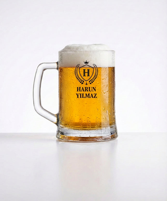 İsim Baskılı Bira Bardağı (Siyah Harf Baskı) – 395 ml / 500 ml / 660 ml
