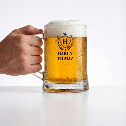 İsim Baskılı Bira Bardağı (Siyah Harf Baskı) – 395 ml / 500 ml / 660 ml