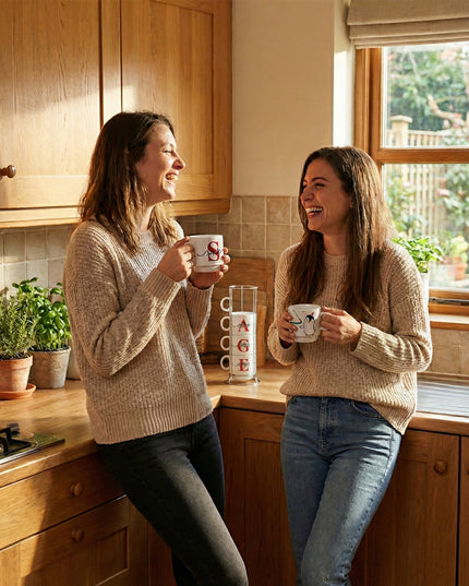 Standlı 4'lü Fincan Seti (Penguen + İsim)