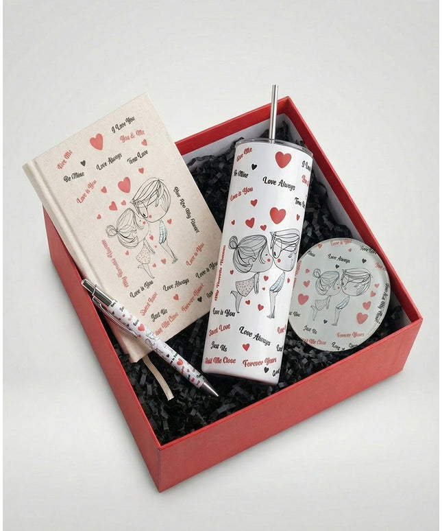 Sevgili Öpücük Metal Pipetli Termos Özel Kutu