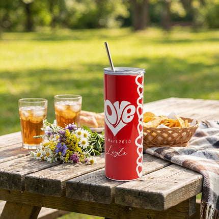 LoveKalp Metal Pipetli Termos Özel Kutu (İsim Tarih Baskılı)