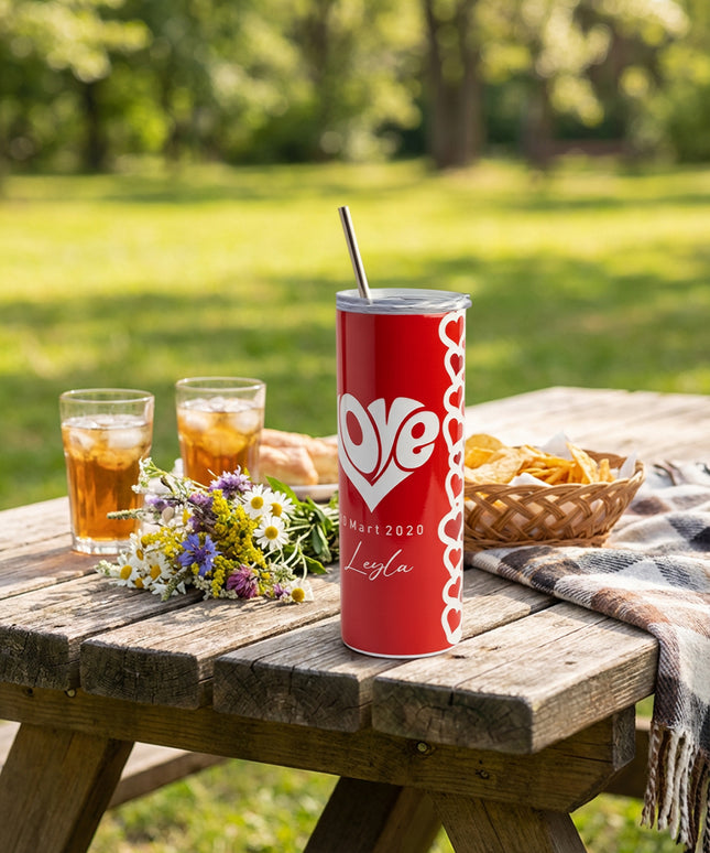 LoveKalp Metal Pipetli Termos Özel Kutu (İsim Tarih Baskılı)