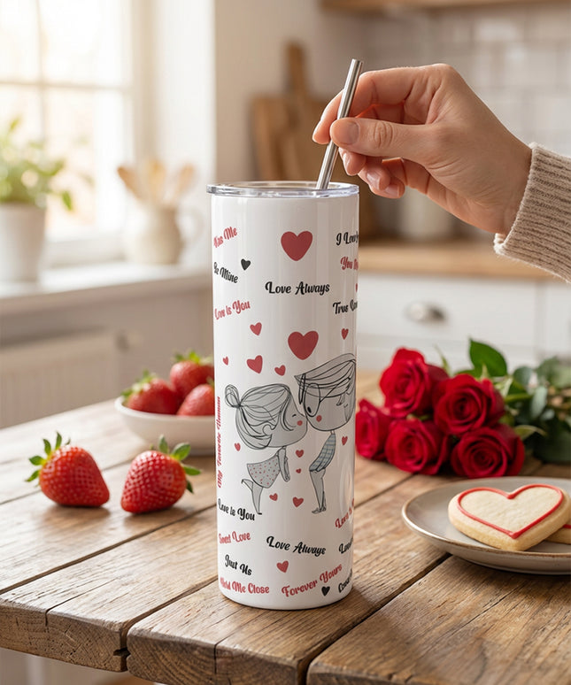 Sevgili Öpücük Metal Pipetli Termos Özel Kutu