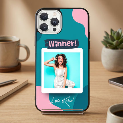 Kişiye Özel iPhone Telefon Kılıfı Polaroid Winner (Fotoğraflı & İsimli) | tasarla kutla