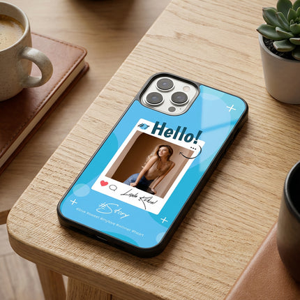 Kişiye Özel iPhone Telefon Kılıfı Polaroid Hello (Fotoğraflı & İsimli) | tasarla kutla