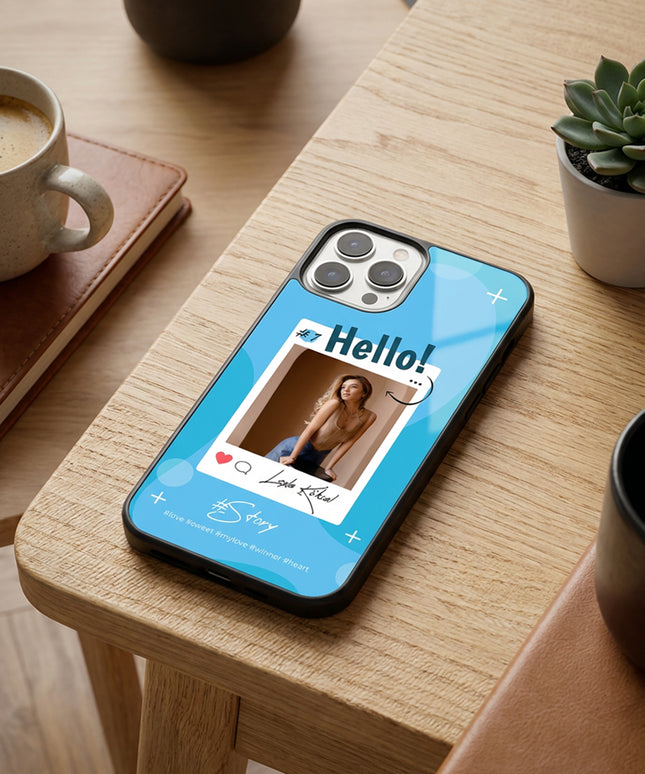 Kişiye Özel iPhone Telefon Kılıfı Polaroid Hello (Fotoğraflı & İsimli) | tasarla kutla