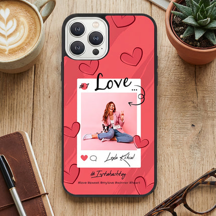 Kişiye Özel iPhone Telefon Kılıfı Polaroid Love Kalp (Fotoğraflı & İsimli) | tasarla kutla