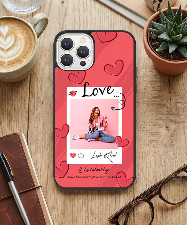 Kişiye Özel iPhone Telefon Kılıfı Polaroid Love Kalp (Fotoğraflı & İsimli) | tasarla kutla