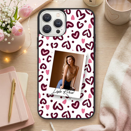Kişiye Özel iPhone Telefon Kılıfı Polaroid Kalpli (Fotoğraflı & İsimli) | tasarla kutla