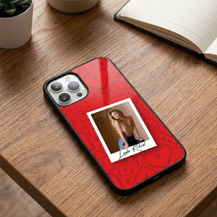Kişiye Özel iPhone Telefon Kılıfı Polaroid Kırmızı Kalp (Fotoğraflı & İsimli) | tasarla kutla