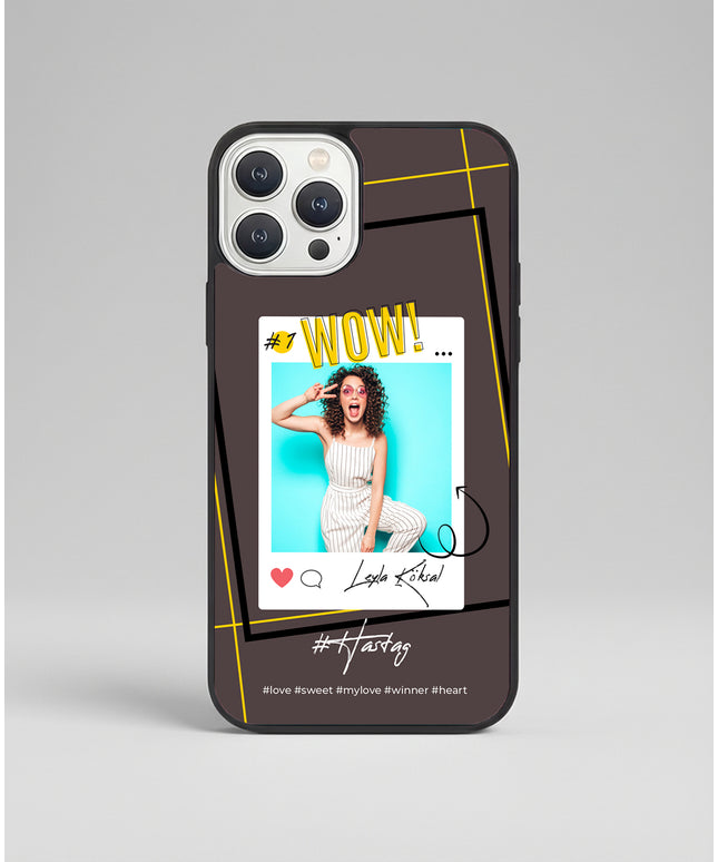 Kişiye Özel iPhone Telefon Kılıfı Polaroid WOW (Fotoğraflı & İsimli) | tasarla kutla