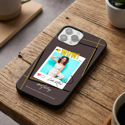 Kişiye Özel iPhone Telefon Kılıfı Polaroid WOW (Fotoğraflı & İsimli) | tasarla kutla