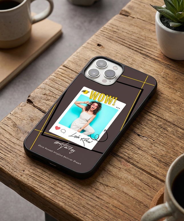 Kişiye Özel iPhone Telefon Kılıfı Polaroid WOW (Fotoğraflı & İsimli) | tasarla kutla