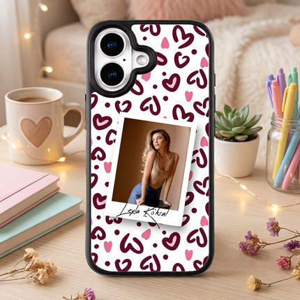 Kişiye Özel iPhone Telefon Kılıfı Polaroid Kalpli (Fotoğraflı & İsimli) | tasarla kutla