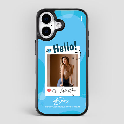 Kişiye Özel iPhone Telefon Kılıfı Polaroid Hello (Fotoğraflı & İsimli) | tasarla kutla