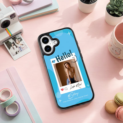 Kişiye Özel iPhone Telefon Kılıfı Polaroid Hello (Fotoğraflı & İsimli) | tasarla kutla