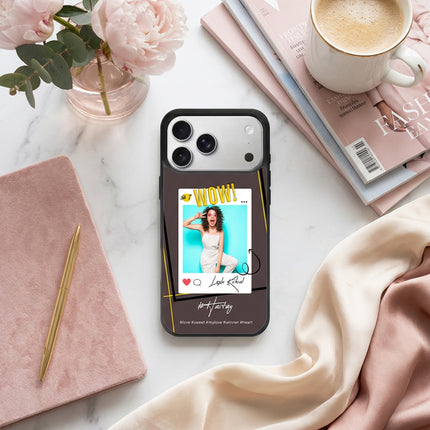 Kişiye Özel iPhone Telefon Kılıfı Polaroid WOW (Fotoğraflı & İsimli) | tasarla kutla