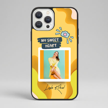 Kişiye Özel iPhone Telefon Kılıfı Polaroid Sarı Sweet (Fotoğraflı & İsimli) | tasarla kutla