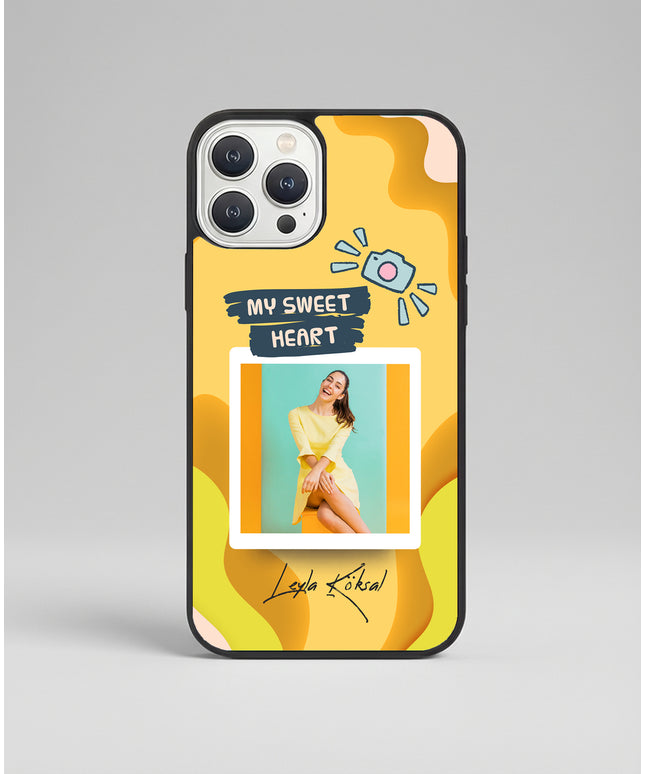 Kişiye Özel iPhone Telefon Kılıfı Polaroid Sarı Sweet (Fotoğraflı & İsimli) | tasarla kutla