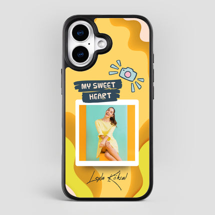 Kişiye Özel iPhone Telefon Kılıfı Polaroid Sarı Sweet (Fotoğraflı & İsimli) | tasarla kutla
